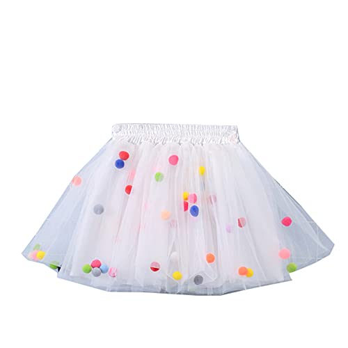 Infant Mulity Colorful Tulle Tutu Skirt Pom Pom Princess Mini Dress Children Clothing Pettiskirt Girl Clothes White 2T #TOP3