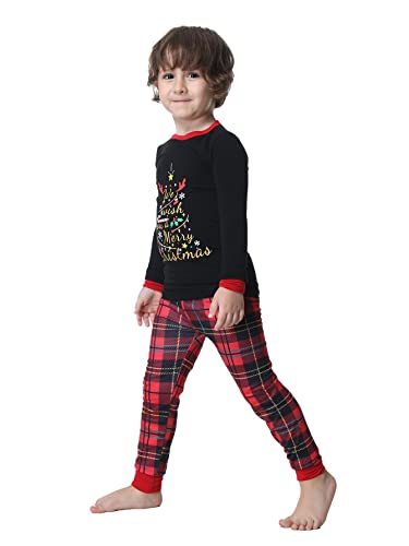Image of VENTELAN Family Matching Christmas Pajamas Set Holiday Santa Claus Sleepwear Xmas PJS Set for Couples and Kids