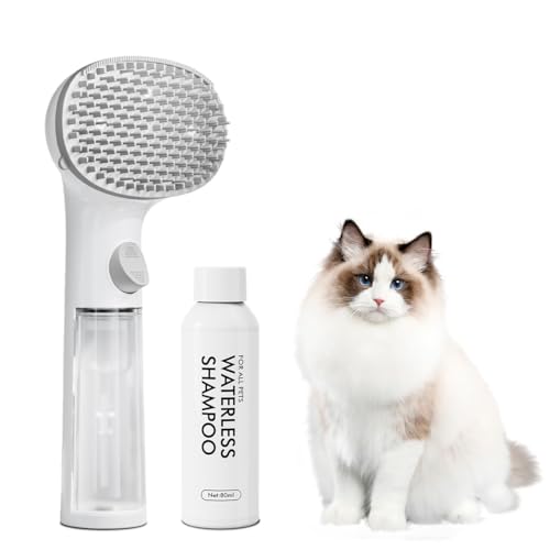 Stryfull Cat Hair Brush with Shampoo Foaming Dispenser, Adjustable Soft Silicone Bristles Cat Brush for Short & Long Haired Cats, Cat Brushes for Indoor Cats Shedding Grooming Cleaning