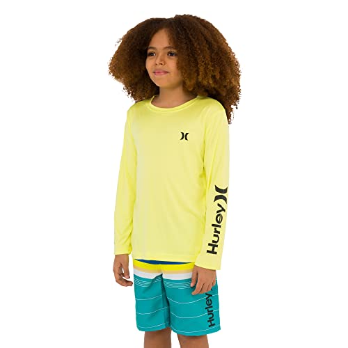 Hurley Boys Long Sleeve Rash Guard T Shirt, Volt Glow Heather, Medium #TOP2