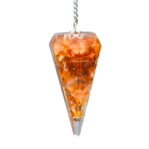 Amazing Gemstone Carnelian Orgone Crystal Pendulums for Divination and Dowsing Crystal Pendulum with True Pendulum Motion Spritual Crystal