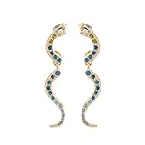 Uonlytech Pendientes de Aleación Forma de Serpiente Dorados para Mujer Delicados y Elegantes Gemas Engastados en para Bodas y Fiestas