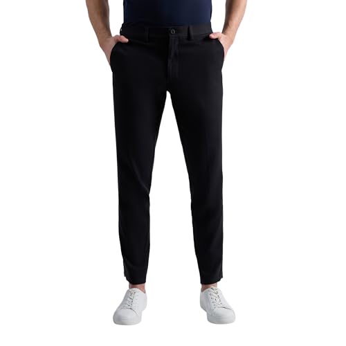 Kenneth Cole REACTION Men's Slim Fit Casual Linen Chino Pant, Black