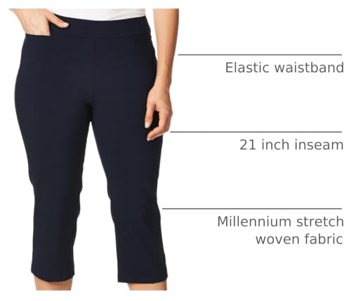 Image of Briggs New York Women's Pull on Stretch Capri Pants High Waist Crop Straight Leg with Pockets 21 inch Inseam