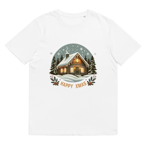 T-shirt Happy Xmas Home en coton bio idéal pour vos soirées d'hiver au coin du feu L