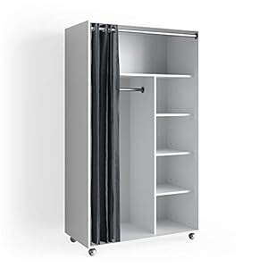 Vicco kledingkast plankenkast garderobe Doros wit mobiele open rollen