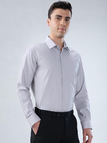 Image of Park Avenue Men Modern Slim Fit Structure Pattern Cotton Polyester Blend Semi Cutaway Collar Full Sleeve Formal Shirt