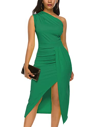 Nature Comfy LilyIn Womens Elegant one Shoulder Sleeveless Ruched High