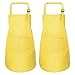 2 Pcs Delantal Niños Cocina, Ajustables Delantal Pintura Niño Niña con 2 Bolsillos, Delantal de Peto Cocinero Infantil Delantals de Chef Niñito para Cocinar Hornear Jardín, 3-6 Años (Amarillo)