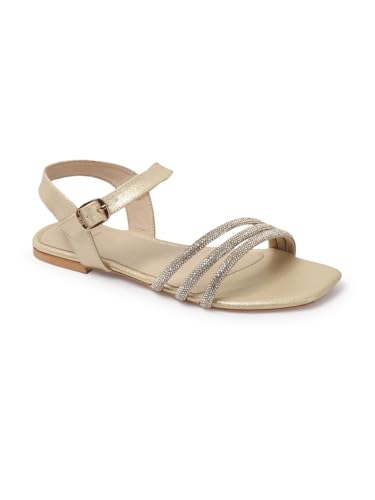 Image of ELLE Women's Comfortable Embellished Glitter Strap Ankle Sandals