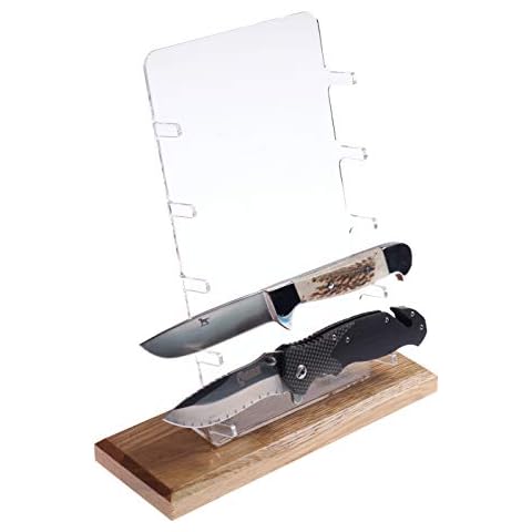 Universeller Messerständer für 5 Messer I Display Acryl/Eiche Massivholz I Erhältlich in Zwei Cover