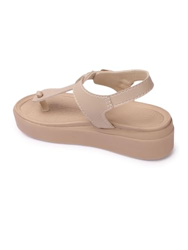 Image of Carlton London Women's Platform T-Strap Sandals, Modern Flatform Sandals for Summer, Casual & office use