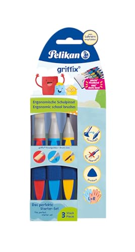 Pelikan griffix 3er Pinsel-Set mit 2 Borstenpinseln (Größe 12 Größe 6) sowie 1 Haarpinsel (Größe 6) mit Pinselband