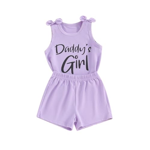 Fernvia Toddler Kids Baby Girl Summer Clothes 2T 3T 4T 5T 6T 7T Sleeveless Tank Tops Shorts Set 2Pcs Outfits (B-Purple, 4-5 Years)