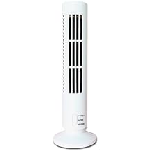 USB Tower Fan Powerful Oscillating Bladeless Cooling Fan for Office Desk Home, Compact Stylish Design Lightweight 12.99 X 4.13 X 2.36in for Homes and Offices White