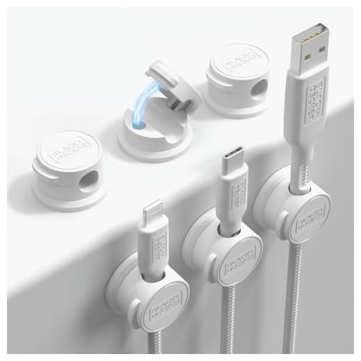 BLACK+DECKER Magnetic Cord Organizer Holder, 6 Pack Magnetic Cable Clips, Under Desk Cable Management, Strong Adhesive Cord Holder for Nightstand Kitchen Appliances Car Wall Office (White)