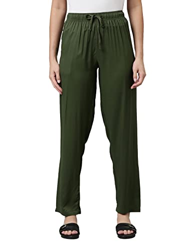 Image of GO COLORS Women Solid Mid Rise Relaxed Fit Viscose Casual Pants