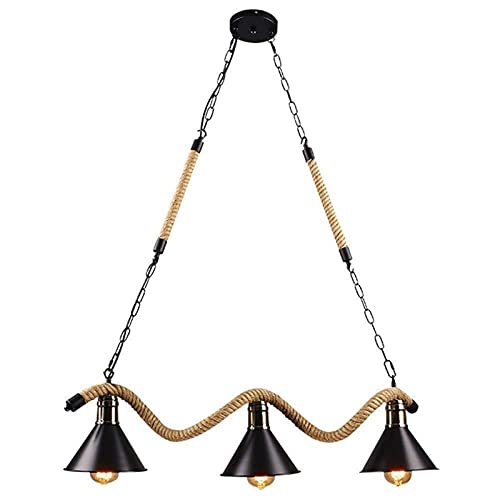 Plafond lampe fer et corde de chanvre TQHGM style industriel