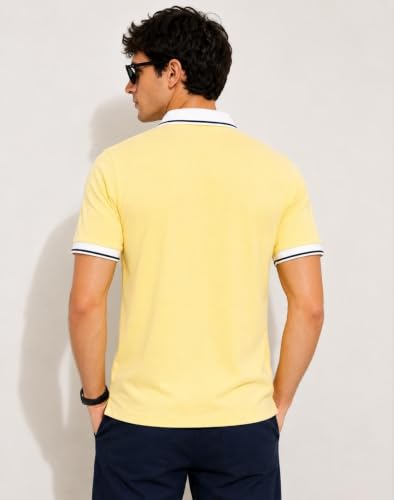 Image of Mens Pique Polo T-Shirt | Cotton Rich, Smart Fit Polo with Embroidered Logo | Casual & Sports Wear | Polo T-Shirt for Men