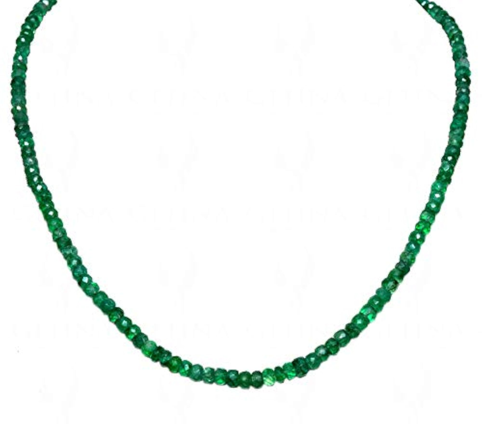 Emerald Gemstone Faceted Bead Necklace, Jaipur