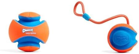 Chuckit! Dog Toy Bundle - 8-inch Kick Fetch Ball with Floating Design & 5.5-inch Rope Fetch Ball with 18-inch Rope - Interactive Play Set for Large Dogs