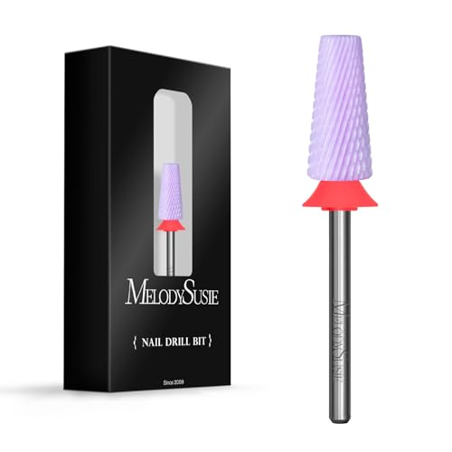 Image of MelodySusie 5 in 1 Nail Drill Bits, 3 /32'' Ceramic Cross Cut Bits, Suitable for Manicure Pedicure Cuticle Gel Polishing, Pink, Series Bit-M, Fine, Purple