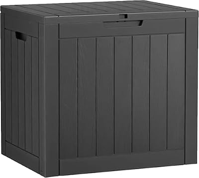 WTFGO Outdoor Storage Box, Resin Deck Boxes Outdoor Waterproof For Patio Furniture, Garden Tools, Pool Supplies, Durable And UV Resistant, Lockable (31 Gallon, Black)