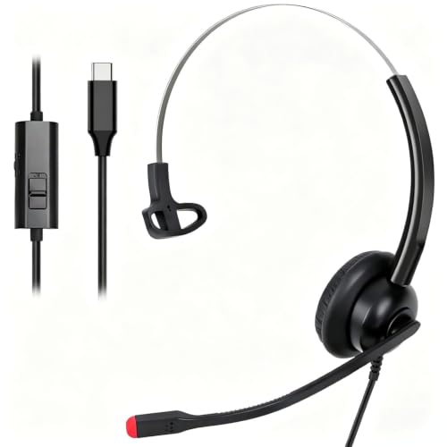 Amazon.co.jp: CallezヘッドセットUSB-C 片耳 PC用ヘッドセット TypeC