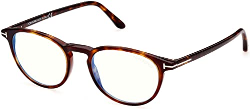 Image of Eyeglasses Tom Ford FT 5803 -B 054 Shiny Auburn Havana, incht inch Logo /Blue Block Le