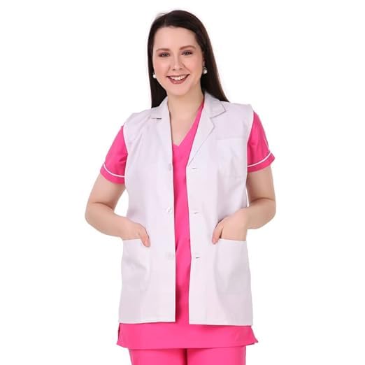Epicure Wears Uniforms | Unisex | Poly-Cotton Sleeveless Medical Apron | 3  Pockets | Best Lab Coat for Professional Diagnostics, Nurses, College ...