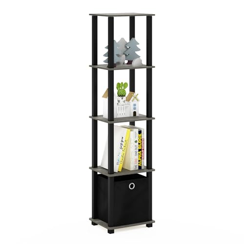 FURINNO TNT No Tools 5-Tier Display Decorative Shelf, French Oak