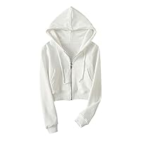 Algopix Similar Product 16 - Womens Long Sleeve Zip Up Crop Hoodie