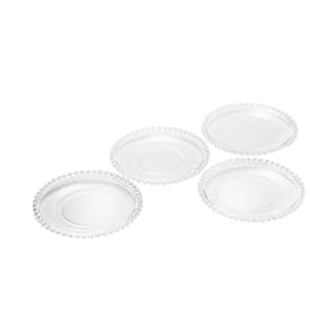 WOLFF Kristall Dessertteller Set mit Perlenrand, 4er-Set