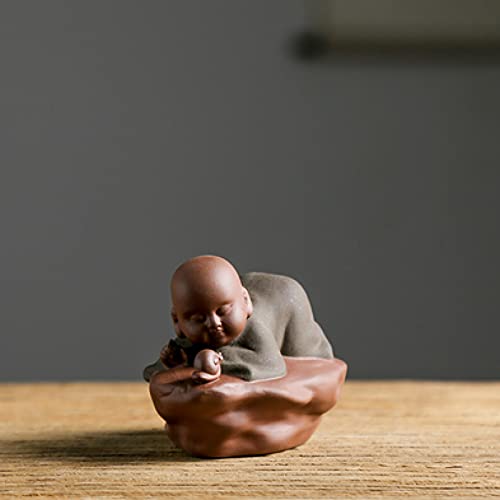 Petit Moine Zisha statuette enfantine porte-bonheur artisanale
