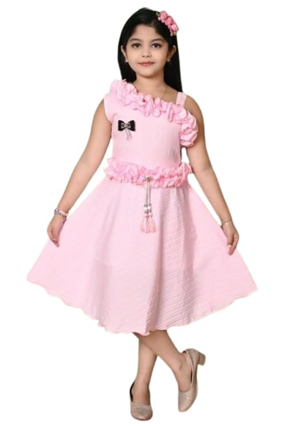 Cotton Blend Sleeveles Stylish Dress for Kid Girls