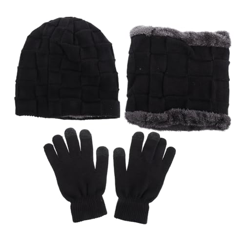 PartyKindom 1Set Thicken Knitted Beanie Scarf Gloves for Outdoor Activities Comfortable Reliable Cold Weather Gear for Skiing Camping More