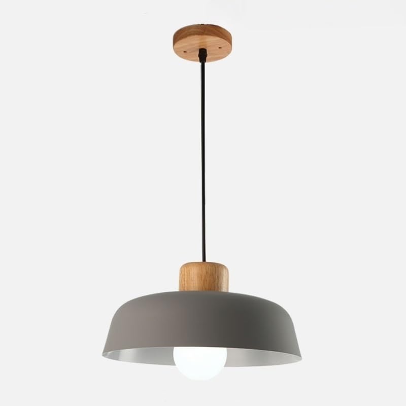 Lámpara de techo para isla de cocina moderna industrial estilo macarón gris con madera