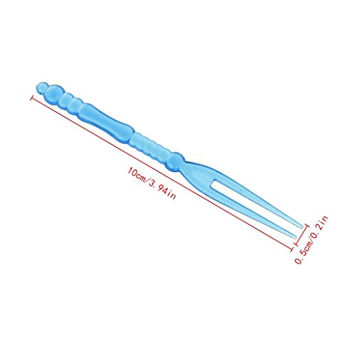 Comicfs 300pcs Disposable Plastic Fruit Forks, 4" Bistro Cocktail Forks Tasting Appetizer Fork Set Toothpick Portable Salad Mini Cake Fork (Multicolor)