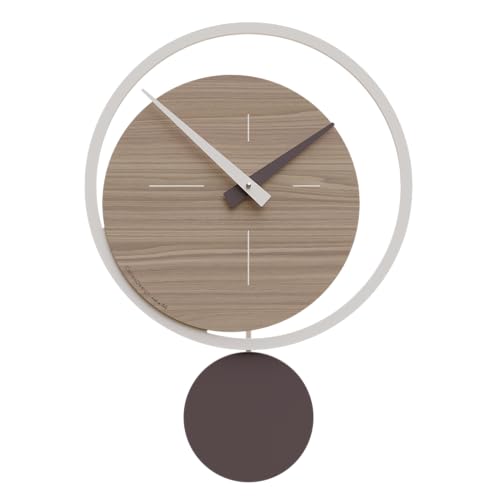 CalleaDesign Orologio a Pendolo Moderno da Parete Design Elegante e Contemporaneo 51x36 cm [Noce Canaletto]