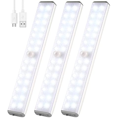Under Cupboard Lights,Motion Sensor Lights Indoor 28 LED Closet Wireless Kitchen Light Cabinet Under Counter Lighting Rechargeable Battery Powered Bedroom Night Homelife Stick On for Shelf Stair Lamp Cover