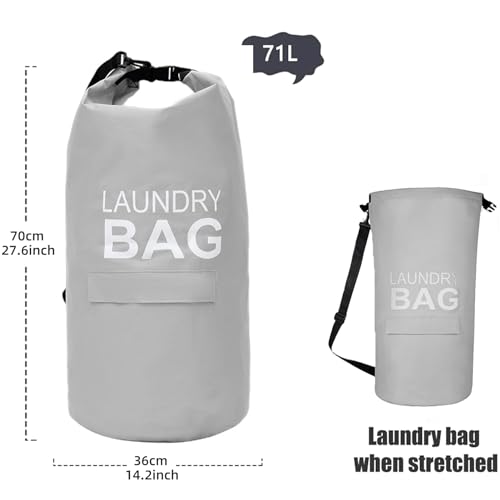 CosyLife Backpack Laundry Bag with Shoulder Straps and Pocket Durable Oxford Clothes Hamper Bag with Buckle Rollable Closure for College Travel - Image 2