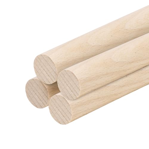 Image of sourcing map Wooden Dowel Rods,14mmx150mm Round Wooden Rod Unfinished Solid Wood Sticks Crafts Wand for Arts Decoration, Craft and DIY Projects Wand,Pack of 4
