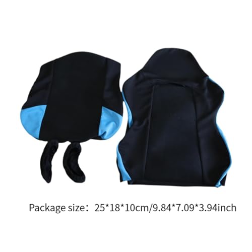 Funda para silla de oficina giratoria negra y azul de 4 piezas con cubiertas de reposabrazos 4