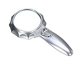 Lupa multifuncional de mano. MRKU Lupa LED y Lupa iluminada de tamaño Gigante 6X para Lectura, inspección, Pasatiempos, degeneración Macular y detección de Moneda