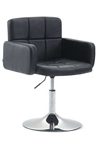 Silla Lounge Los Angeles En Cuero Sintético I Butaca De Salón Giratoria & Regulable en Altura I Taburete Bajo con Reposabrazos I Color:, Color:Negro