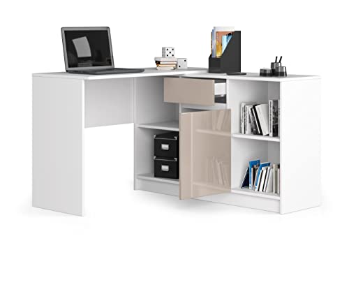 Lavorazione raffinata: L'elegante lavorazione dei frontali dona alla tua zona lavoro un tocco di bianco/cappuccinoColore brillante ed eleganza. Il design minimalista aggiunge un tocco moderno all'intera scrivania, rendendo questo set un pezzo importante in ogni stanza.