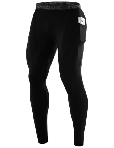Roadbox Men's Compression Pants Pockets Running Tights Workout Leggings