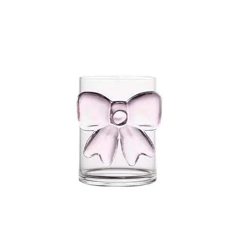 HZling Vasos de vidrio con lazo rosa, con base de lazo para mujer, elegante taza de café helado transparente Gla-ss vasos taza de jugo taza de leche para boda, fiesta, hogar, vino personalizado Gla-ss