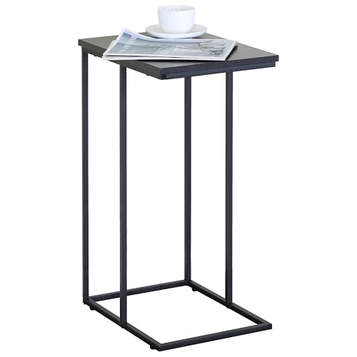 Genérico Mesa Auxiliar en Forma de C Estrecha para Salón, Espacios Pequeños, Dormitorio, Mesa de Café, Mesa Lateral, Cama o Sofá, Fácil de Montar, 40 x 30 x 66 cm, Mármol Negro
