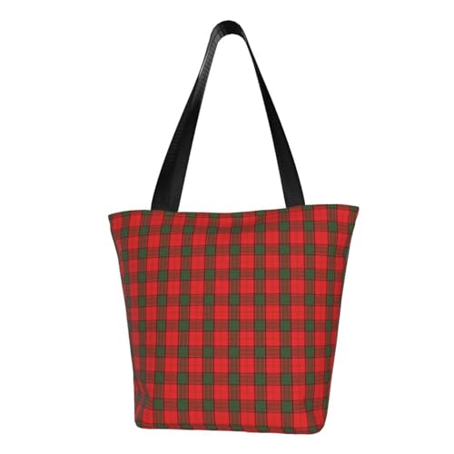 Scottish Clan Maxwell Tartan Plaid Reusable Zippered Shoulder Bag, Stylish Polyester Tote With Wide Handle & Inner Pocket, Lightweight Durable Shopping & Travel Bag